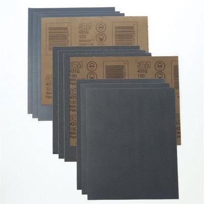 3M Wetordry Paper Sheet 431Q, 80 C-weight, 9 in x 11 in, 50/Pac, 250 ea/Case — Black — view 2