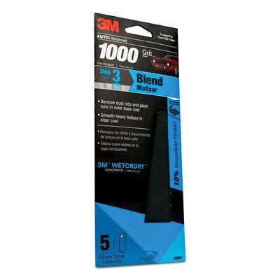 3M Products Wetordry 03001 Sandpaper, 3-2/3 in W x 9 in L, 1000 Grit, Silicon Carbide Abrasive, Gray