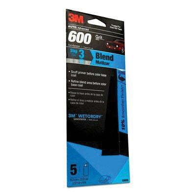 3M Wetordry 3020 Sandpaper 600 Grit Black Paper Backed 3-2/3 in x 9 in