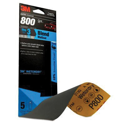 3M Products Wetordry 03022 Sandpaper, 3-2/3 in W x 9 in L, 800 Grit, Silicon Carbide Abrasive, Black — view 4