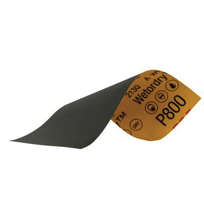 3M Products Wetordry 03022 Sandpaper, 3-2/3 in W x 9 in L, 800 Grit, Silicon Carbide Abrasive, Black — view 2