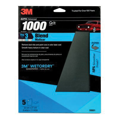 3M Products Wetordry 32021 Sandpaper, 9 in W x 11 in L, 1000 Grit, Aluminum Oxide Abrasive, Gray, We — view 4