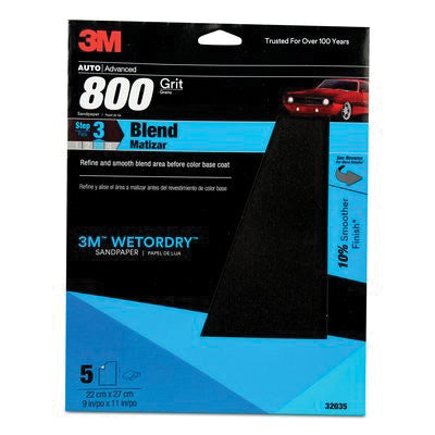 3M Products Wetordry 32035 Sandpaper, 9 in W x 11 in L, 800 Grit, Aluminum Oxide Abrasive, Black, We — view 4