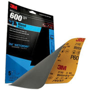 3M Products Wetordry 32036 Sandpaper, 9 in W x 11 in L, 600 Grit, Aluminum Oxide Abrasive, Black, We