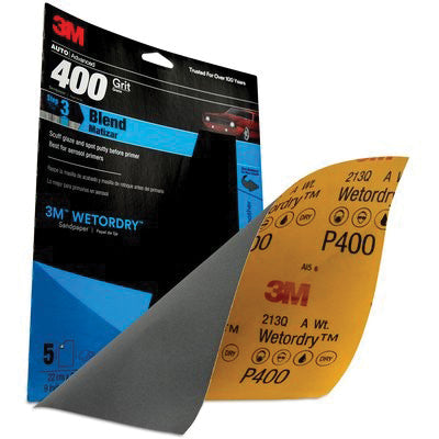 3M Products Wetordry 32038 Sandpaper, 9 in W x 11 in L, 400 Grit, Aluminum Oxide Abrasive, Black, We — view 4