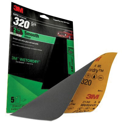 3M Products Wetordry 32040 Sandpaper, 9 in W x 11 in L, 320 Grit, Black, Wet/Dry