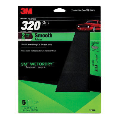 3M Products Wetordry 32040 Sandpaper, 9 in W x 11 in L, 320 Grit, Black, Wet/Dry — view 4