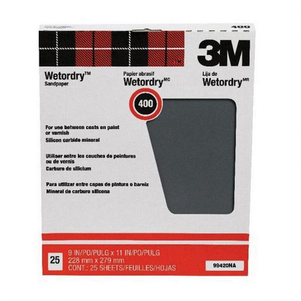 3M Products Wetordry 99420 Sanding Sheet, 9 in W x 11 in L, 400 Grit