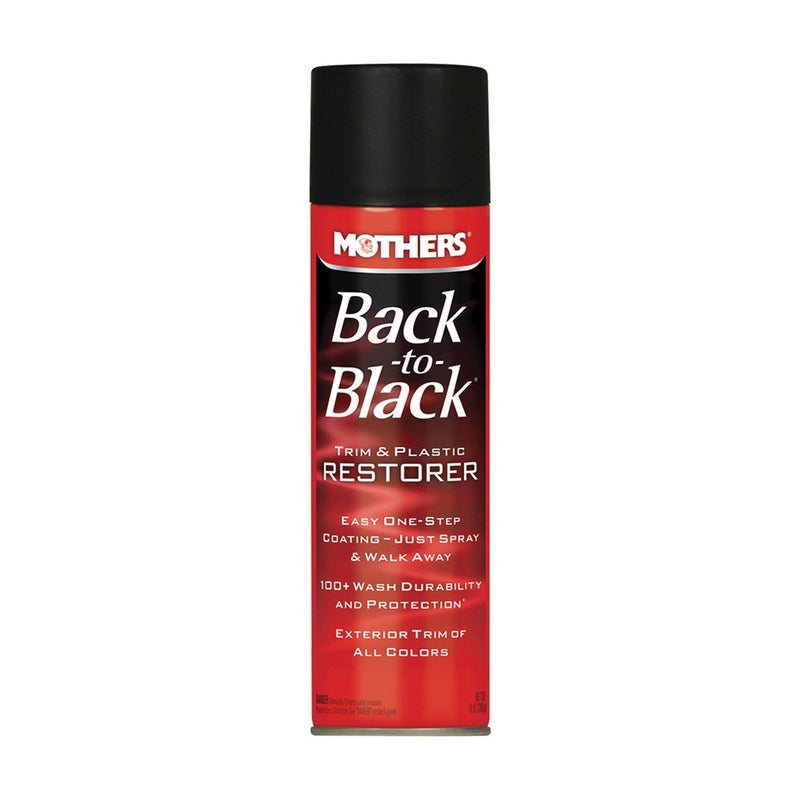 Mothers Back-to-Black 6110 Trim and Plastic Restorer, 10 oz Aerosol Can, White, Liquid
