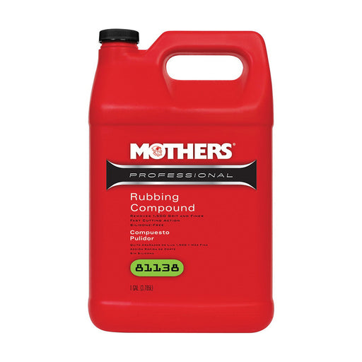 Mothers Professional 81138 Rubbing Compound, 1 gal Can, White, Liquid