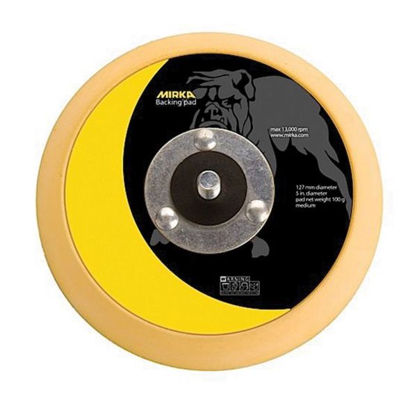 105GG Grip Faced Back-Up Pad 5 in Yellow Foam/Black Hub Hook-and-Loop