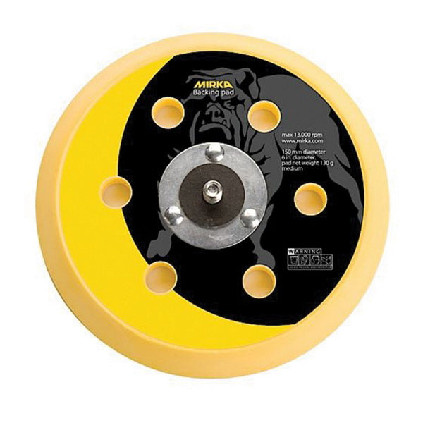Mirka Abrasives, Inc. Mirka 106GV Grip Faced Vacuum Back-Up Pad, 6 in Dia, Hook and Loop Attachment