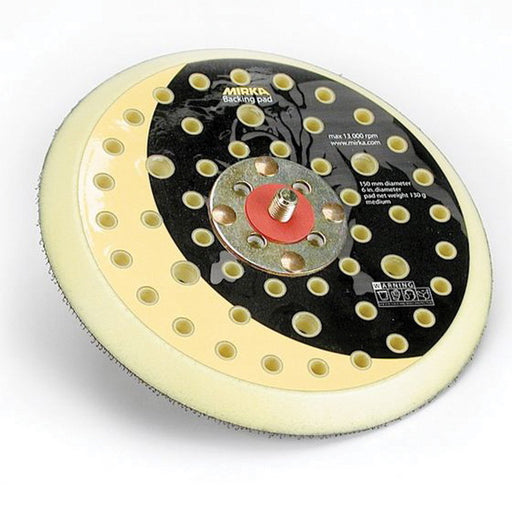 Mirka Abrasives, Inc. Mirka 916GV Grip Faced Vacuum Back-Up Pad, 6 in Dia, Hook and Loop Attachment