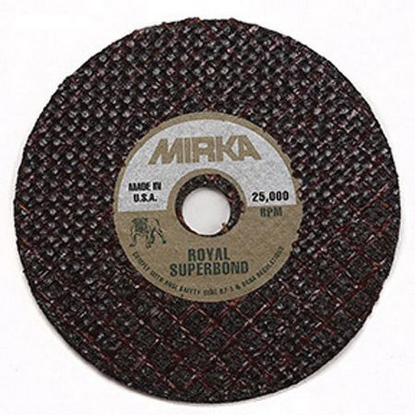 Mirka Abrasives, Inc. Mirka Royal MS-0110 Cut-Off Wheel, 3 in Dia, 1/32 in THK Wheel, 3/8 in Center