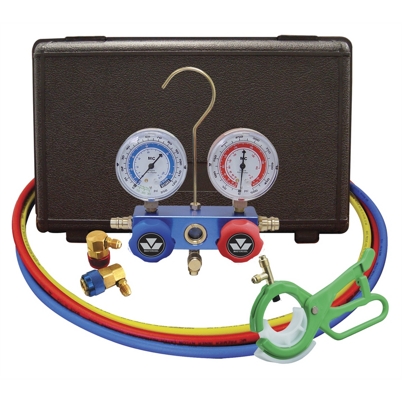 89660-PRO5 R134a Aluminum Manifold with 60" Hoses and Standard Couplers in Plastic Box