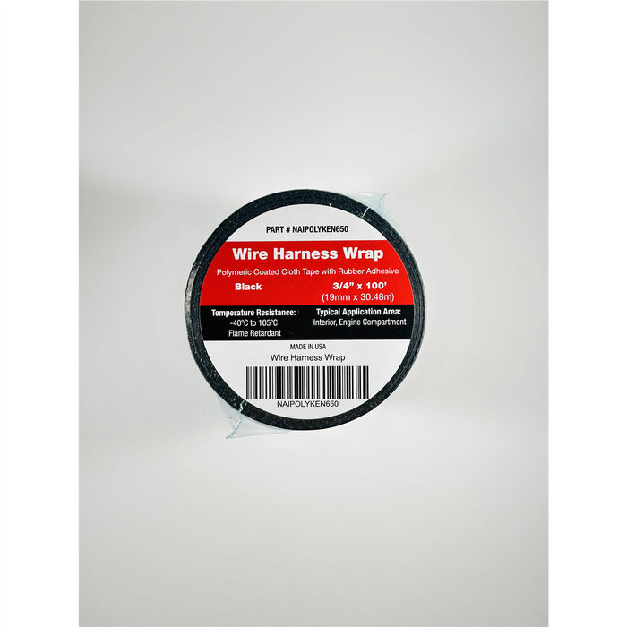 Nairn Sales and Marketing Polyken 650 Harness Tape 3/4"x100' Black 1 sleeve of 6 rolls