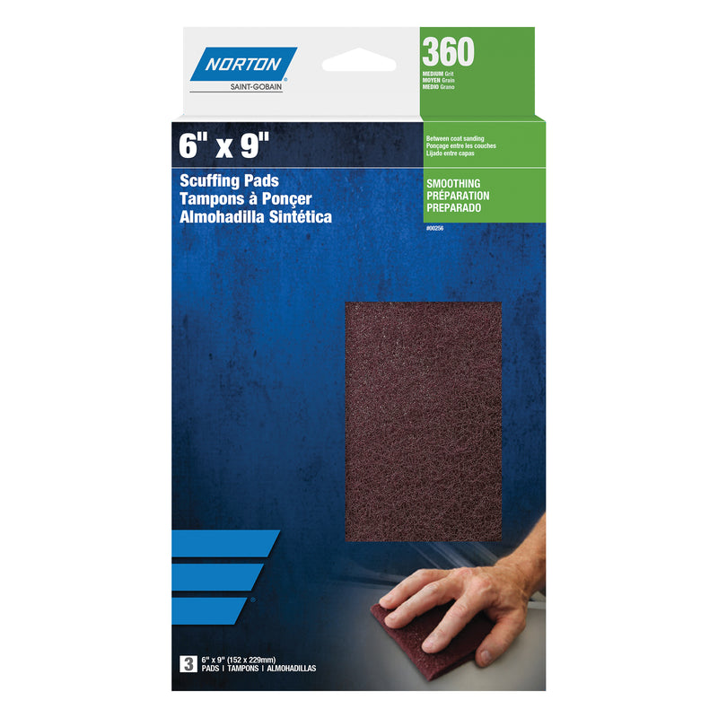 Norton Abrasives Norton Bear-Tex 00256 Non-Woven Scuff Pad, 6 in W x 9 in L — Maroon