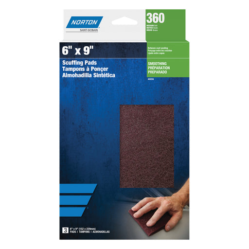 Norton Abrasives Norton Bear-Tex 00256 Non-Woven Scuff Pad, 6 in W x 9 in L — Maroon