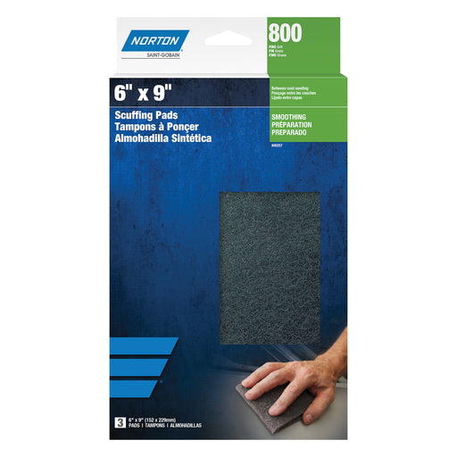 Norton Abrasives Norton Bear-Tex 00257 Non-Woven Scuff Pad, 6 in W x 9 in L — Gray