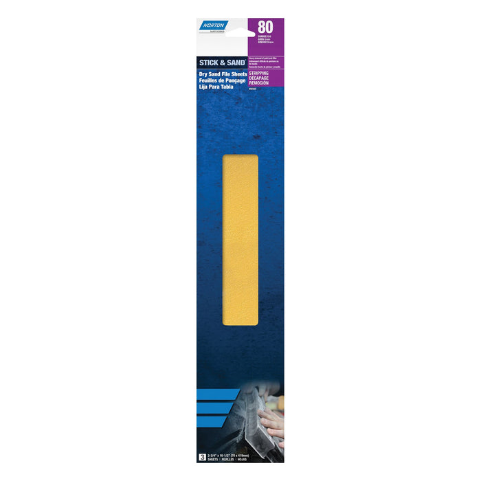 Norton 00323 H290 Series Stick and Sand File Sheet, 2-3/4 in W x 16-1/2 in L, P40 Grit