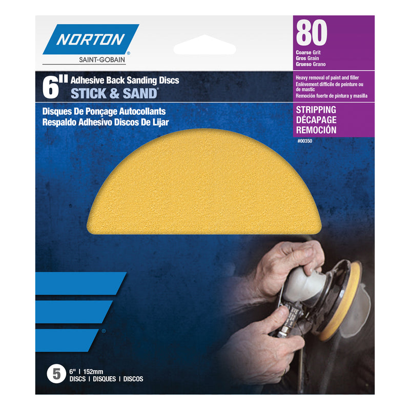 Norton Abrasives Norton 00352 H290 Series Stick and Sand Disc, 6 in, P40 Grit, Aluminum Oxide, PSA A