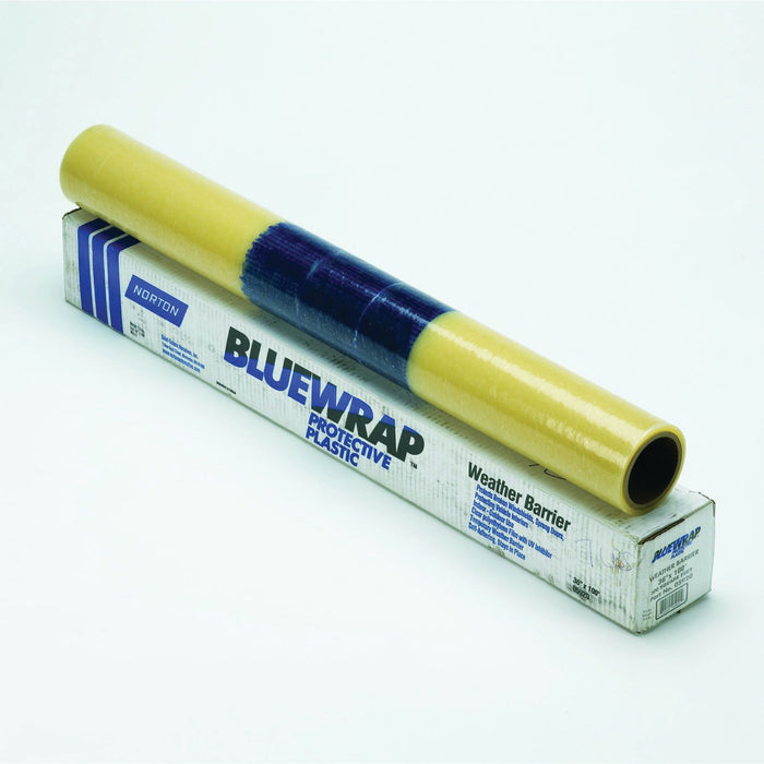 Norton Abrasives Norton Blue Wrap 05920 Self-Adhesive Weather Barrier, 36 in W x 100 ft L, 3 mil THK