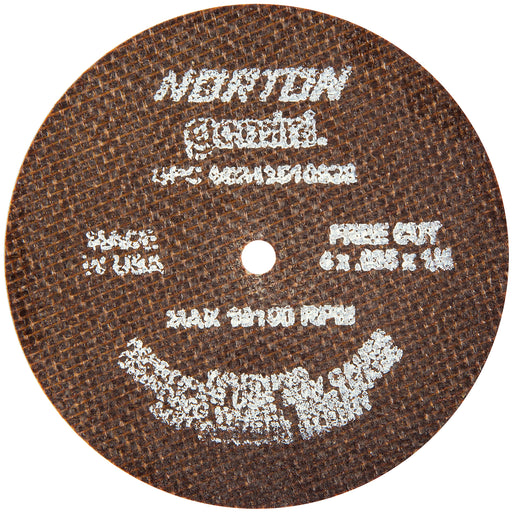 Norton Abrasives Norton Gemini 10630 Free Cut Cut-Off Wheel, 4 in Dia, 0.035 in THK Wheel, 3/8 in Ce