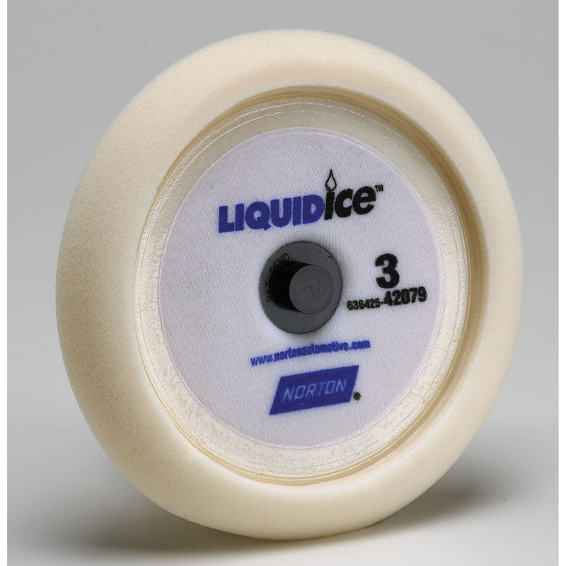 Norton Abrasives Norton LIQUID ice 42079 Finishing Pad, 8 in Dia, Hook and Loop Attachment, Foam Pad
