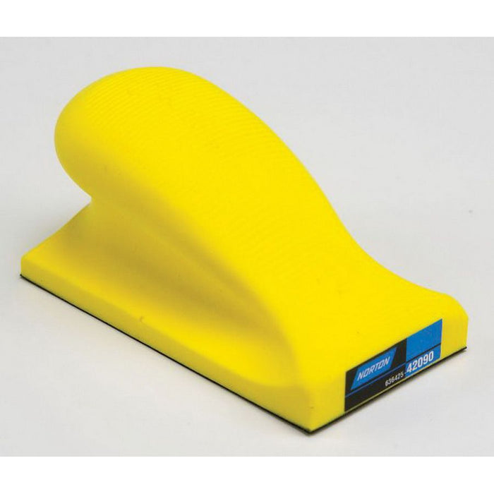 Norton 42094 Sanding Block, 2-3/4 in W x 7-3/4 in L, PSA Attachment, Firm Foam/Rubber Face — Yellow