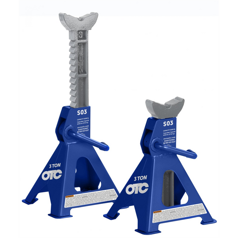 Tools S03 3-Ton Steel Jack Stands - Self-Locking Ratchet, Baked Enamel Finish, Welded Foot Pads