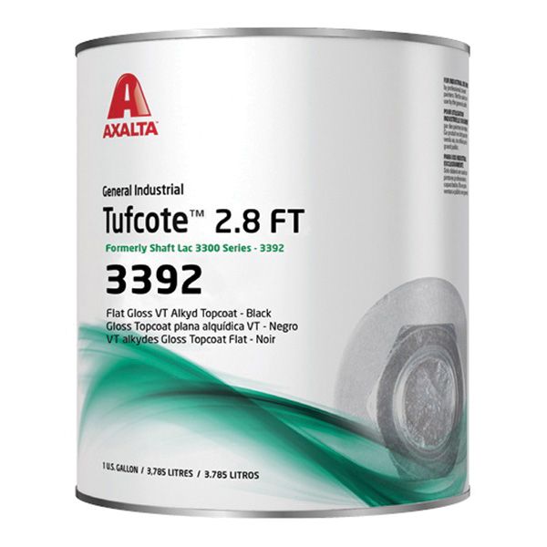 Pacific Coast Lacquer Tufcote 2.8 FT 3392-1 VT Alkyd Topcoat, 1 gal Can, Flat Black, 812 sq-ft/gal C
