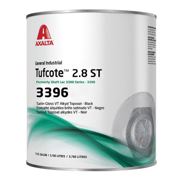 Pacific Coast Lacquer Tufcote 2.8 ST 3396-1 VT Alkyd Topcoat, 1 gal Can, Satin Black, 823 sq-ft/gal