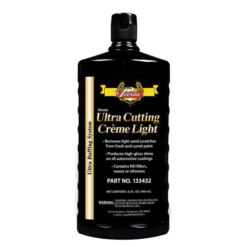 Presta Products Presta Strata 133432 Ultra Cutting Creme Light Compound, 32 oz Bottle, White