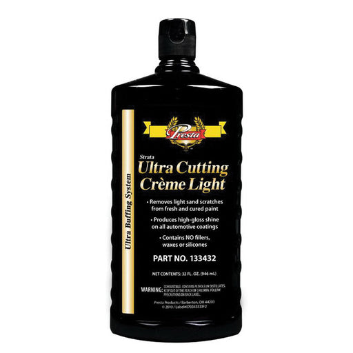 Presta Products Presta Strata 133432 Ultra Cutting Creme Light Compound, 32 oz Bottle, White