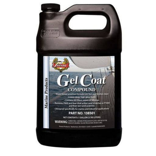 Presta Products Presta 138501 Gel Coat Compound, 1 gal Can, White