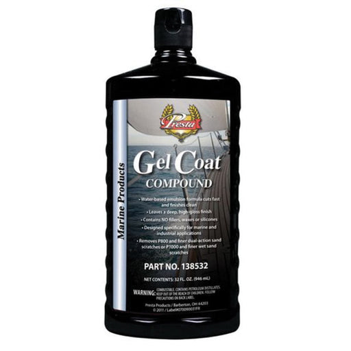 Presta Products Presta 138532 Gel Coat Compound, 32 oz Bottle, White