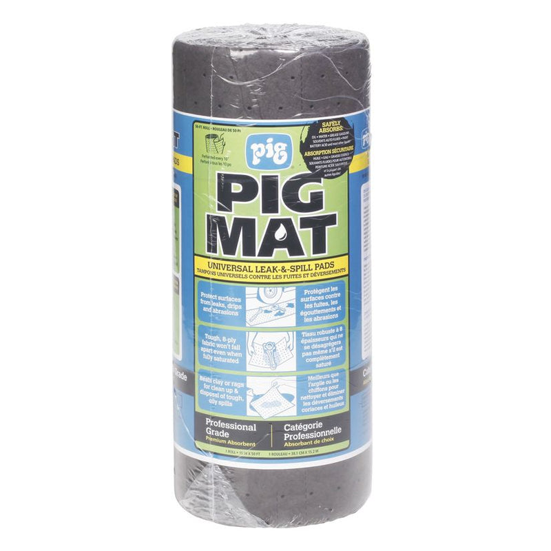 Pig 25201 Lightweight Absorbent Mat Roll, 50 ft x 15 in, 8 Plys THK, 422 oz/Pad Absorption,