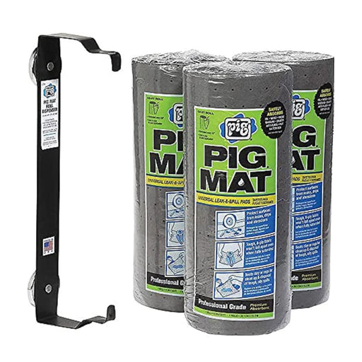 NEW PIG CORPORATION Pig 57703 Absorbent Mat Roll and Dispenser Kit, 50 ft x 15 in W — Gray