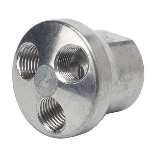 Plews - Edelmann Amflo 3404 3-Way Manifold, 1/4 in, FNPT, Aluminum, Silver