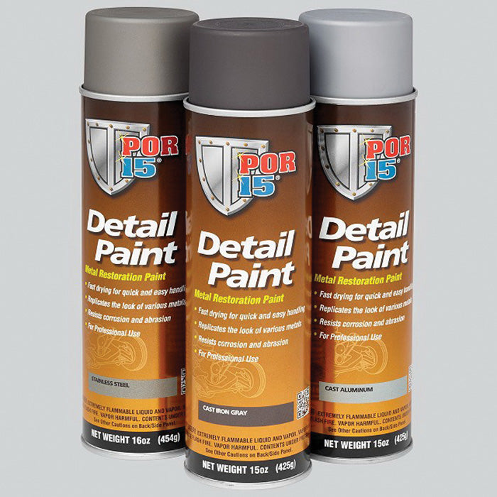 POR-15® 41818 Detail Paint, 16 oz Aerosol Can, Stainless Steel, 2 to 6 hr Curing