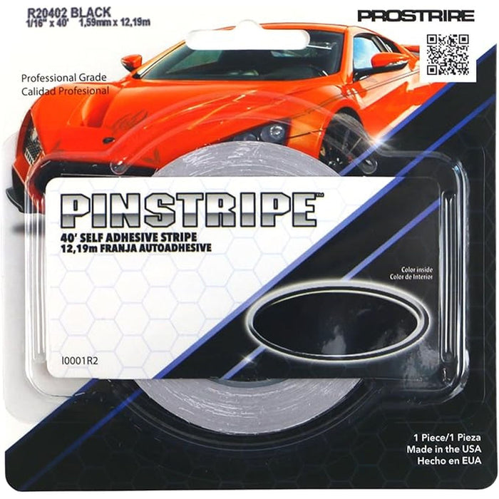Prostripe R20402 Solid Stripe, 1/16 In W, 40 Ft L, Black, Vinyl Adhesive