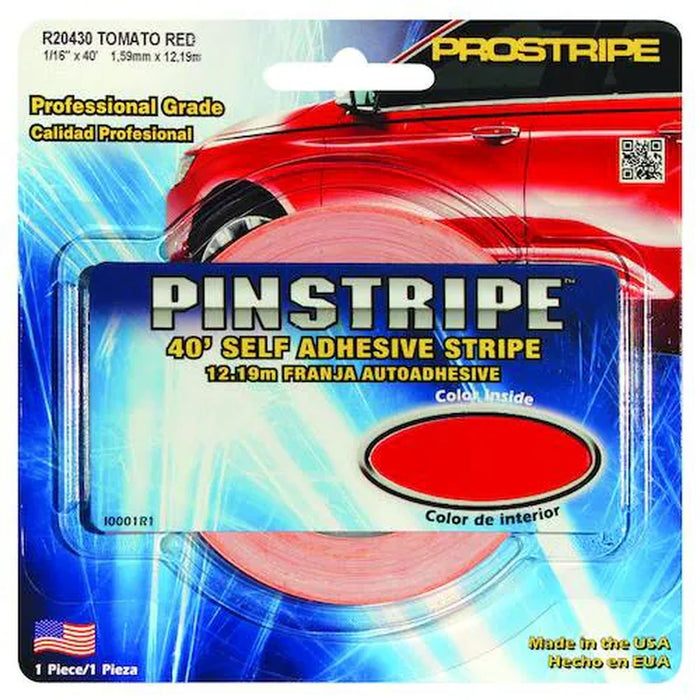 Prostripe R20430 Single Color Solid Stripe, 1/16 In W, 40 Ft L, Tomato Red, Vin