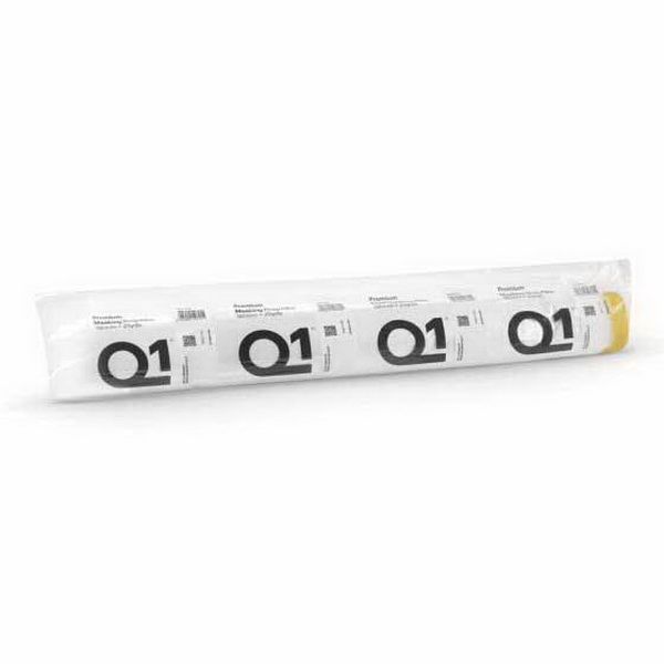 Q1 Products MDF02180 Premium Masking Drop Film, 25 yd L x 180 cm W, HDPE, Sun Yellow (Tape), Clear ( — view 3