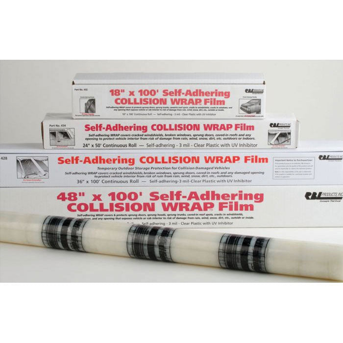 RBL Products, Inc. 433 Continuous Roll Self-Adhering Collision Wrap Film, 48 in W x 100 ft L, 3 mil