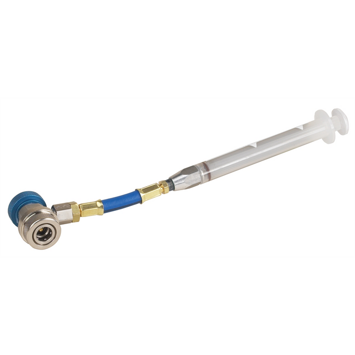 Robinair R-134a oil injector, 1/2" Acme quick coupler