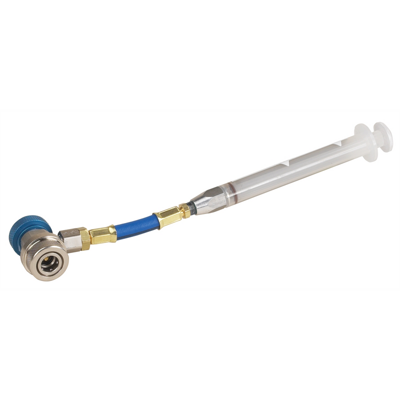 R-134a Oil Injector 16256 1/2" Acme Quick Coupler Syringe-Type Oil Add-On for Pressurized