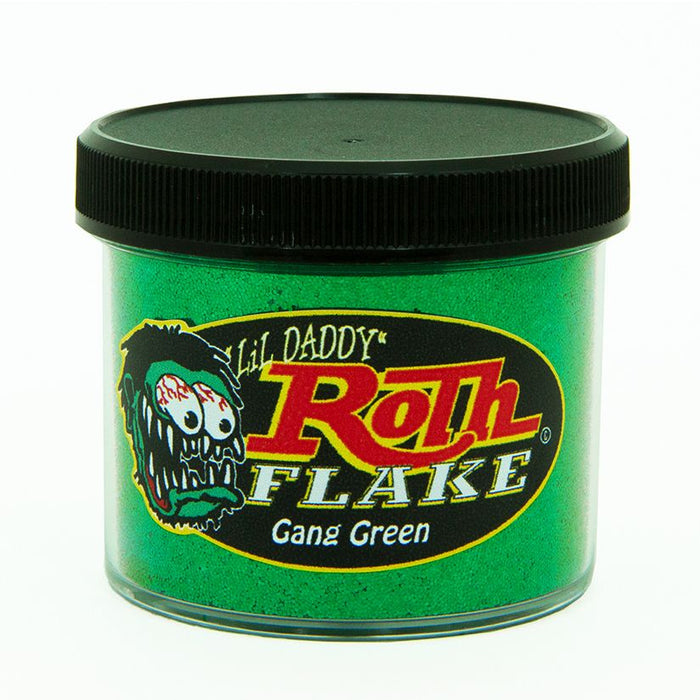 Roth Flake & Pearl Product Gang Green Solid Metal Flake, Monster .025 Size, 2oz Jar