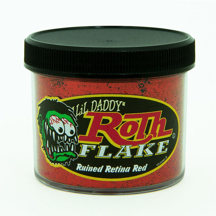 Roth Flake & Pearl Product Ruined Retina Red Solid Metal Flake, Monster .025 Size, 2oz Jar