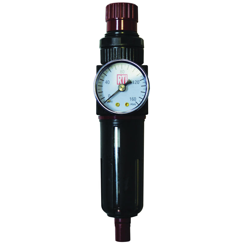 Reading Technologies, Inc. RTi FR250-G Filter/Regulator, 1/4 in Inlet/Outlet, 30 scfm, 5 um, 120 deg