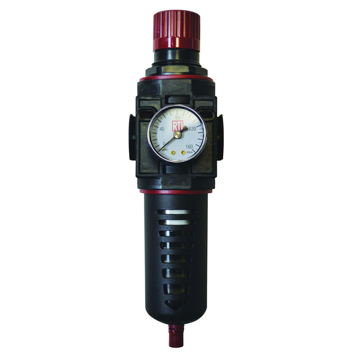 Reading Technologies RTi FR500-G Filter/Regulator, 1/2 in Inlet/Outlet, 80 scfm, 5 um, 120 deg F Max